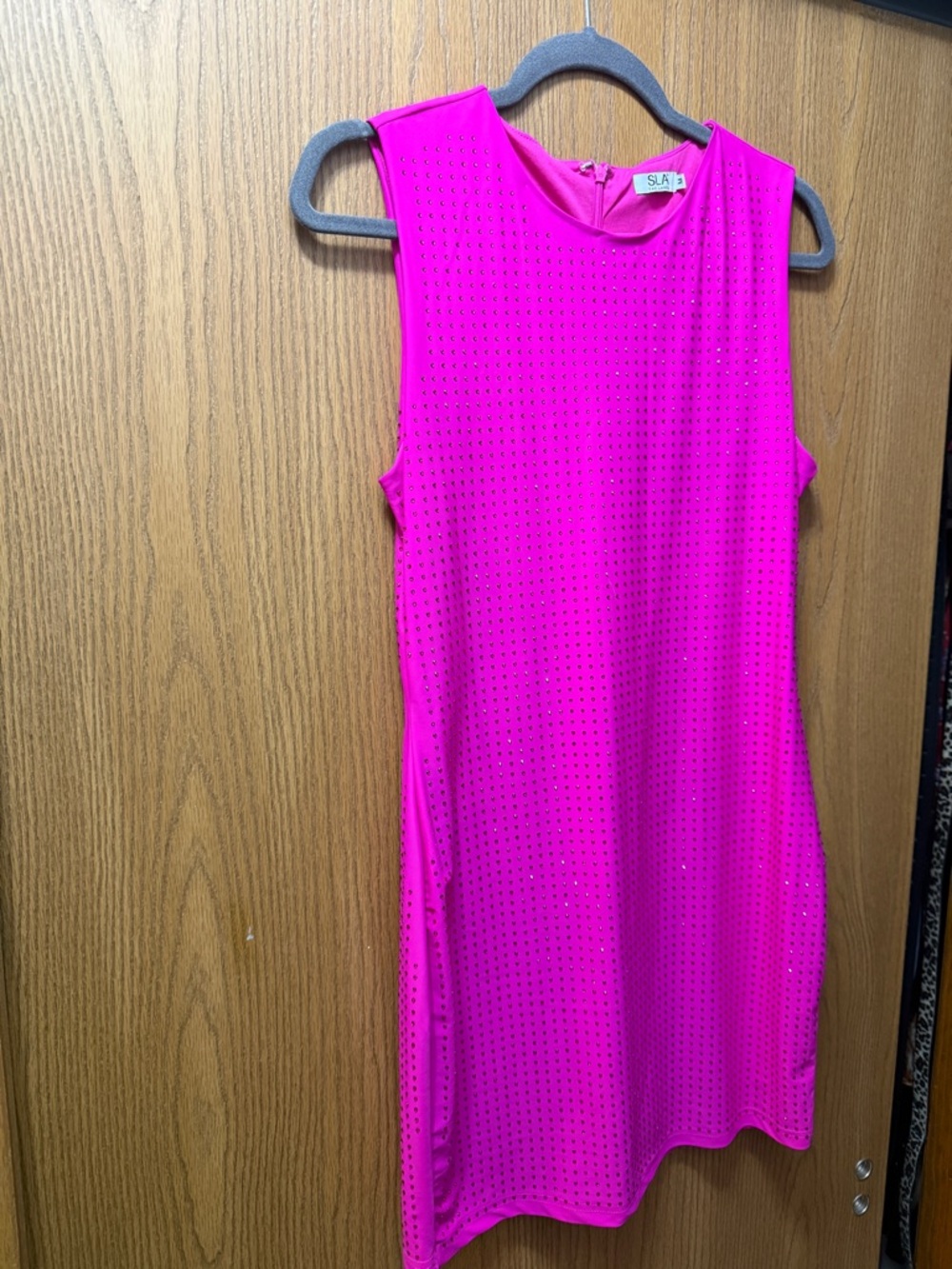 SLA the Label Hot Pink Sleeveless Sequin Shift Dress